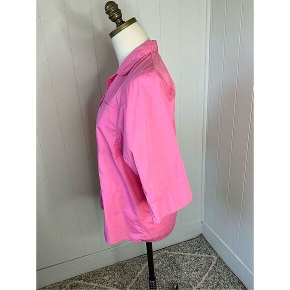 Hunters Glen Womens Large Button Front Shirt Pink Chest Pockets 3/4 Sleeves - Picture 11 of 15